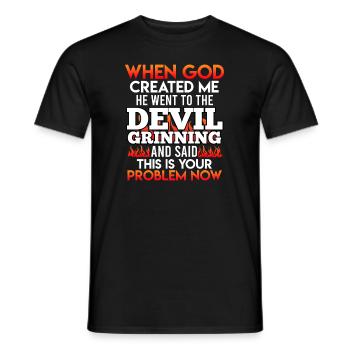 Funny Devil Devil God Your Problem - Men's T-Shirt - black - Front - AI Model Male 178 light (178cm)