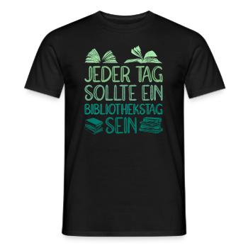 Every day should be a library day Books - Men's T-Shirt - black - Front - AI Model Male 178 light (178cm)