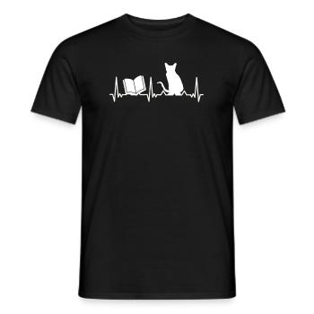 Livres Chats Heartbeat Love Heart - T-shirt homme - noir - Devant - AI Model Male 178 light (178cm)