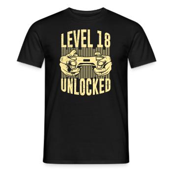 Level 18 unlocked 18 years birthday boy - Men's T-Shirt - black - Front - AI Model Male 178 light (178cm)