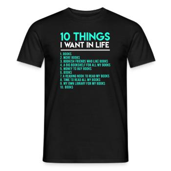 Liste de souhaits Livres Lire Des livres Bookworm - T-shirt homme - noir - Devant - AI Model Male 178 light (178cm)