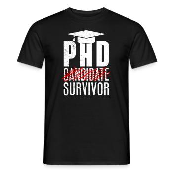 PHD Doctoral Thesis Survivor Passed - Men's T-Shirt - black - Front - AI Model Male 178 light (178cm)
