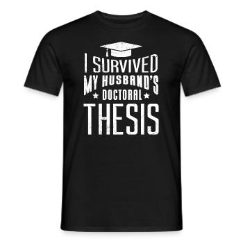 La thèse de doctorat de mon mari survit à son mari - T-shirt homme - noir - Devant - AI Model Male 178 light (178cm)