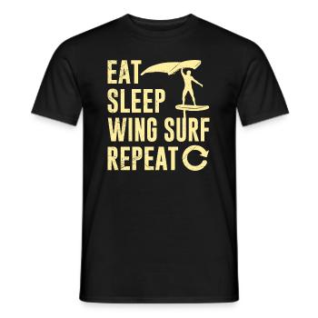 Wing Foil Eat Sleep Wing Surf Repeat Wing Foiler - T-shirt homme - noir - Devant - AI Model Male 178 light (178cm)