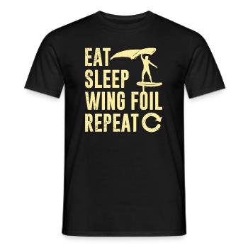 Wing Foiler Eat Sleep Wing Foil Répéter Wing Surf - T-shirt homme - noir - Devant - AI Model Male 178 light (178cm)