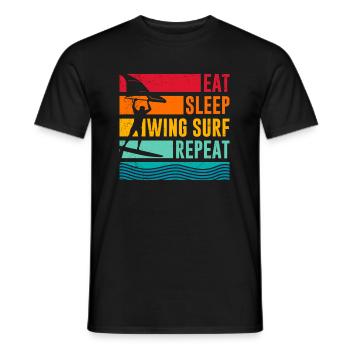 Wing Foil Eat Sleep Wing Surf Repeat Wing Foiler - Männer T-Shirt - Schwarz - Vorne - AI Model Male 178 light (178cm)