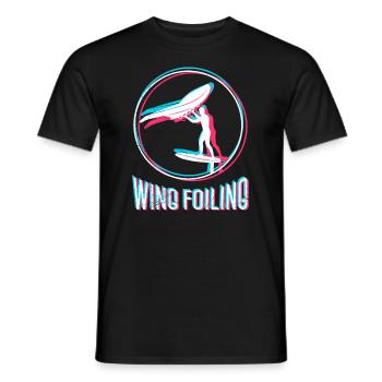 Wing Foiling Wing Surf Wing Foiler - Men's T-Shirt - black - Front - AI Model Male 178 light (178cm)