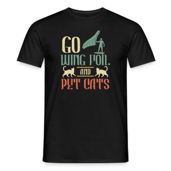 Wing Foil and pet Cats Wingsurf Wingfoil - Men's T-Shirt - black - Front - AI Model Male 178 light (178cm)