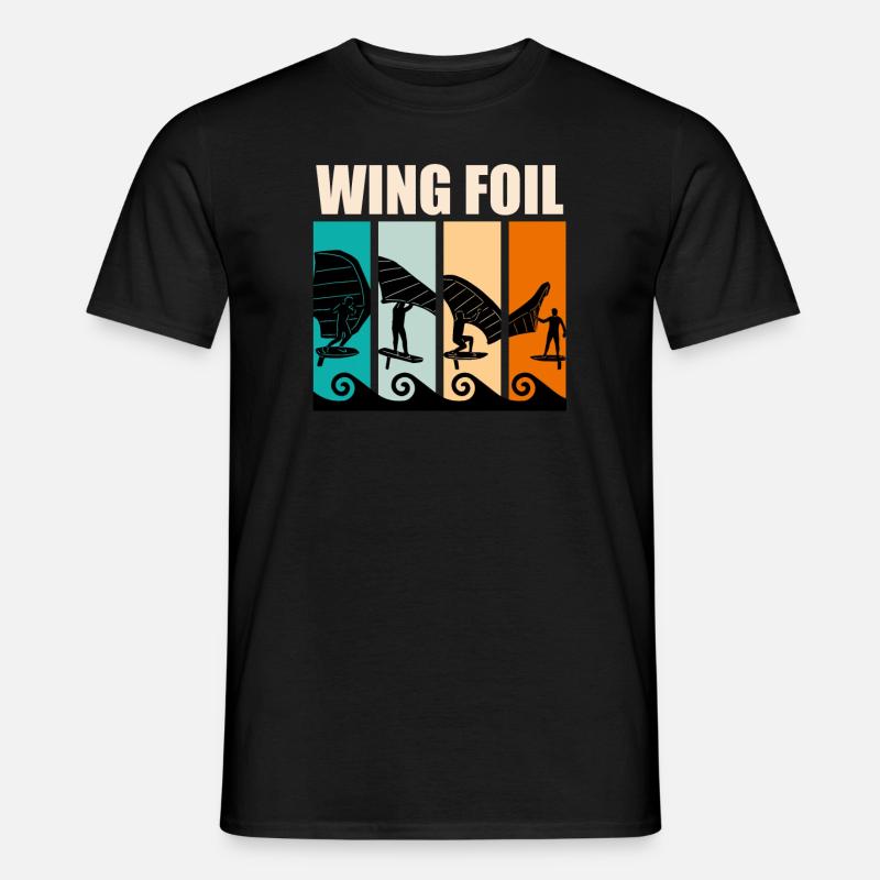 Retro Wing Surf Wing Foil Wing Foil - T-shirt homme - noir