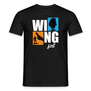 Wing Surf Wingfoil Wingsurf Retro - Men's T-Shirt - black - Front - AI Model Male 178 light (178cm)