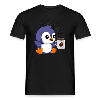 Coffee Penguin Baby Penguin Coffee Junkie - Men's T-Shirt - black - Front - AI Model Male 178 light (178cm)