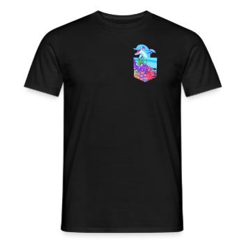 Dauphin en chemise Poche Poitrine Poche Faux Sac - T-shirt homme - noir - Devant - AI Model Male 178 light (178cm)