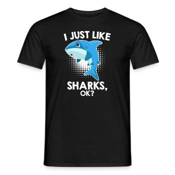 I just like sharks kids - Men's T-Shirt - black - Front - AI Model Male 178 light (178cm)