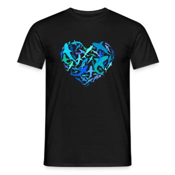 Shark Swarm Shark Diver Shark Heart - Men's T-Shirt - black - Front - AI Model Male 178 light (178cm)