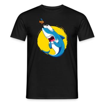 Shark with fear of sharks Shark fear funny shark - Men's T-Shirt - black - Front - AI Model Male 178 light (178cm)