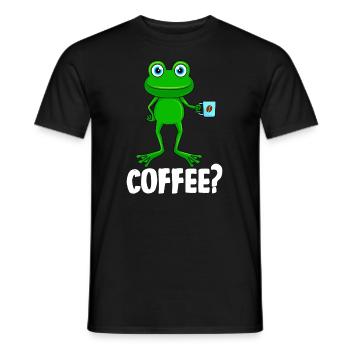 Lustiger Frosch mit Kaffeebecher Kaffee Espresso - Männer T-Shirt - Schwarz - Vorne - AI Model Male 178 light (178cm)