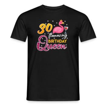 30e anniversaire Dames 30 ans Flamant rose flamboyant - T-shirt homme - noir - Devant - AI Model Male 178 light (178cm)