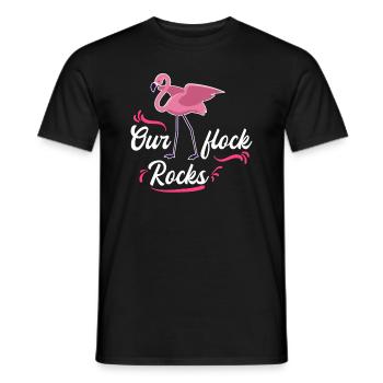 Our flock rocks Pink Flamingo Feiern - Männer T-Shirt - Schwarz - Vorne - AI Model Male 178 light (178cm)
