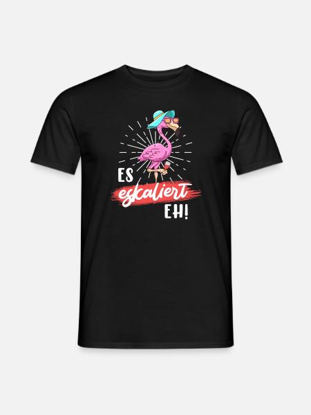 Party Spruch es eskaliert eh Party Flamingo - Männer T-Shirt - Schwarz