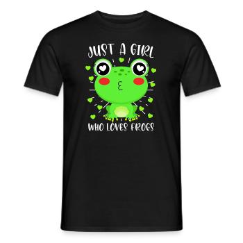 Just a girl who loves Frogs Girl loves frog - Men's T-Shirt - black - Front - AI Model Male 178 light (178cm)