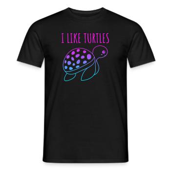 I like Turtle's cute turtle - Men's T-Shirt - black - Front - AI Model Male 178 light (178cm)