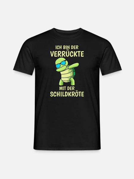Verrückte mit der Schildkröte Herren - Männer T-Shirt - Schwarz