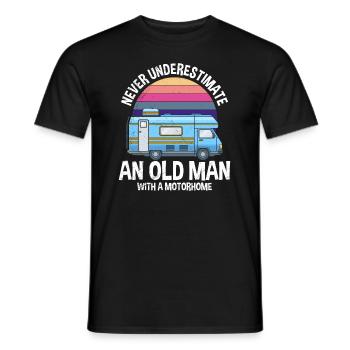 Old Man with Motorhome Papa Grandpa Pensioner Camper - Men's T-Shirt - black - Front - AI Model Male 178 light (178cm)