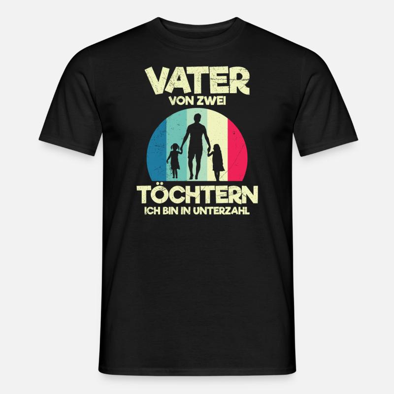 Papa 2 Kinder Papa 2 Töchter - Männer T-Shirt - Schwarz