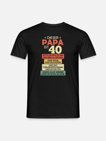 Papa Geburtstag 40 Jahre Herren 40. Geburtstag - Männer T-Shirt - Schwarz