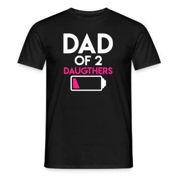 Père 2 Filles Papa 2 Enfants - T-shirt homme - noir - Devant - AI Model Male 178 light (178cm)
