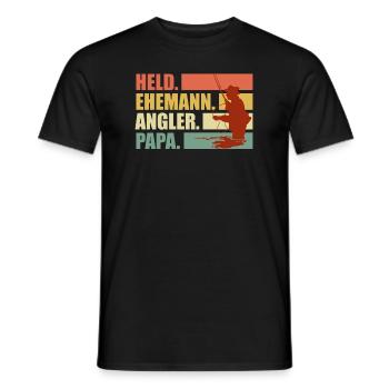 Held Ehemann Papa Angler Angelrute Fischer - Männer T-Shirt - Schwarz - Vorne - AI Model Male 178 light (178cm)