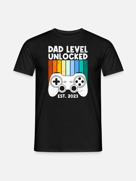 Niveau papa débloqué futur père 2023 - T-shirt homme - noir