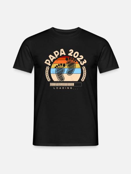 Papa 2023 loading Dad-to-be - Men's T-Shirt - black