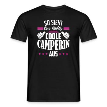 So sieht eine richtig coole Camperin aus Camping - Männer T-Shirt - Schwarz - Vorne - AI Model Male 178 light (178cm)