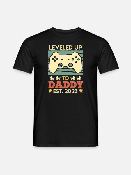 Nivelé jusqu’à Papa 2023 Expectant Dad 2023 - T-shirt homme - noir