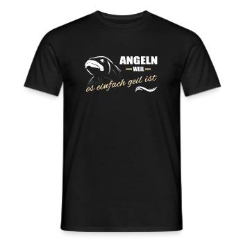 Angeln Retro - Weil es einfach geil ist - Männer T-Shirt - Schwarz - Vorne - AI Model Male 178 light (178cm)