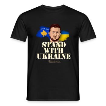 Stand avec Ukraine Kosovo T-Shirt Design - T-shirt homme - noir - Devant - AI Model Male 178 light (178cm)