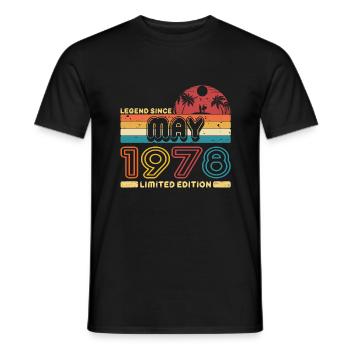 Anniversaire 1978 Mai Rétro Légende DePuis Palme - T-shirt homme - noir - Devant - AI Model Male 178 light (178cm)