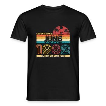 Geburtstag 1982 Juni Retro Legend Since Palme - Männer T-Shirt - Schwarz - Vorne - AI Model Male 178 light (178cm)