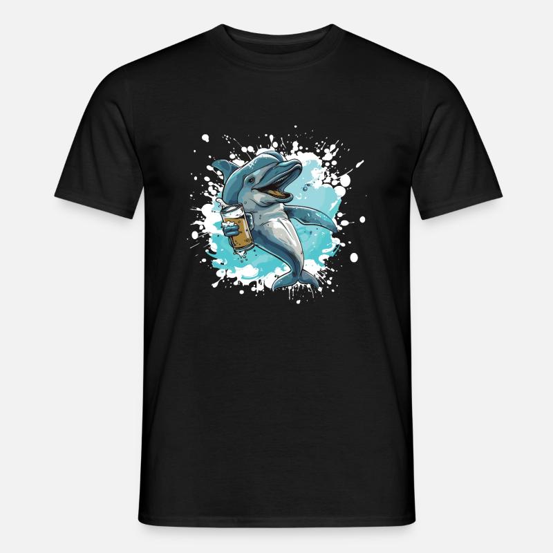 Delfin Bier Lustig - Männer T-Shirt - Schwarz