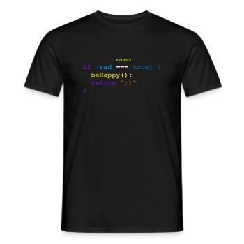 Fonction beHappy - T-shirt homme - noir - Devant - AI Model Male 178 light (178cm)
