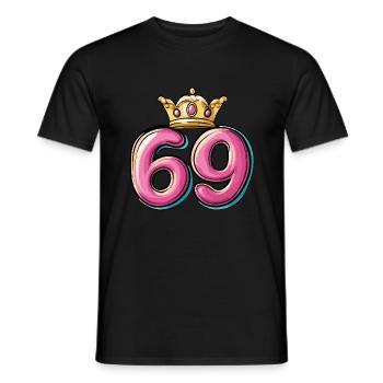 69 Zahl Krone - Männer T-Shirt - Schwarz - Vorne - AI Model Male 178 light (178cm)