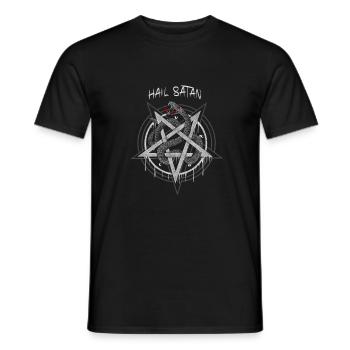 Hail Satan I Demon Pentagram Snake - Men's T-Shirt - black - Front - AI Model Male 178 light (178cm)