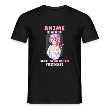 Anime ist wie Latein I Anime Cosplay Girl - Männer T-Shirt - Schwarz - Vorne - AI Model Male 178 light (178cm)