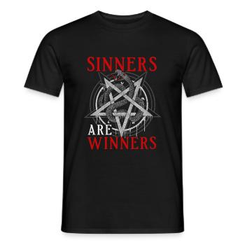 Sinners Are Winners I Satanic Pentagram Snake - Men's T-Shirt - black - Front - AI Model Male 178 light (178cm)