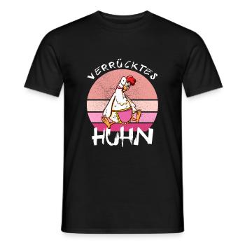 Crazy Chicken Funny Farmer - Men's T-Shirt - black - Front - AI Model Male 178 light (178cm)