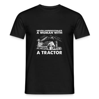 Never Underestimate A Woman With A Tractor - Men's T-Shirt - black - Front - AI Model Male 178 light (178cm)