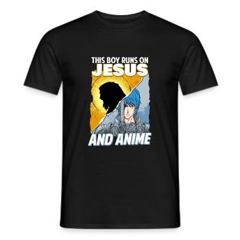 Ce garçon court sur Jésus et l’anime I Kawaii Otaku - T-shirt homme - noir - Devant - AI Model Male 178 light (178cm)