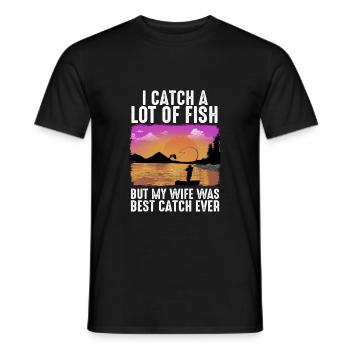 J’attrape beaucoup de poisson mais ma femme était la meilleure prise - T-shirt homme - noir - Devant - AI Model Male 178 light (178cm)