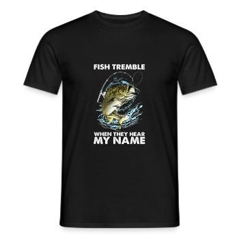 Les poissons tremblent quand ils entendent mon nom I Angeln - T-shirt homme - noir - Devant - AI Model Male 178 light (178cm)